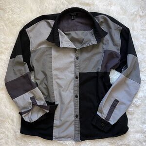 Forever 21 Grey and Black Patchwork Button Up Shirt/Shacket